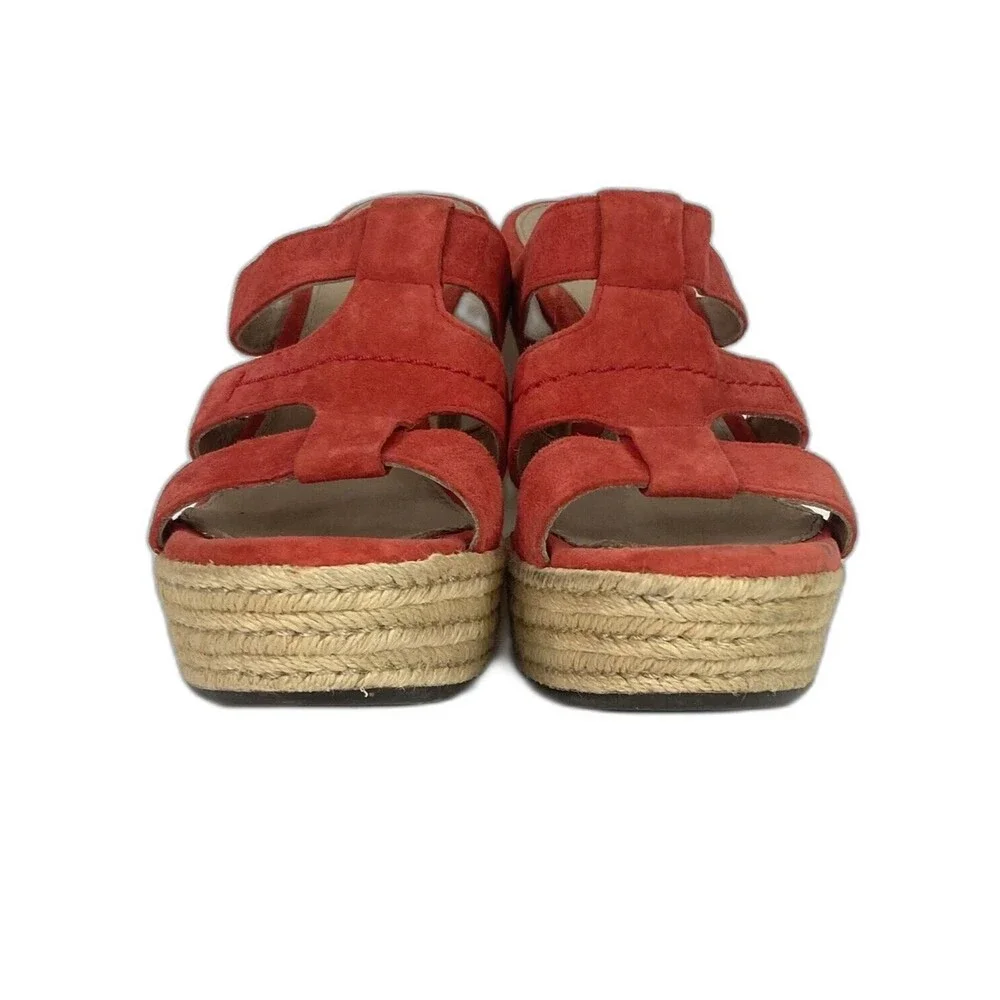 UGG Tawnie Wedge-Women 7.5-Coral Pink Leather-Espadrille Sandal 1000404 -F29011L